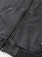 Men's Washed Zip Up Long Sleeve Hooded Jacket - Men's jackets by Trendsi | Available at Handbags Specialist Headquarter