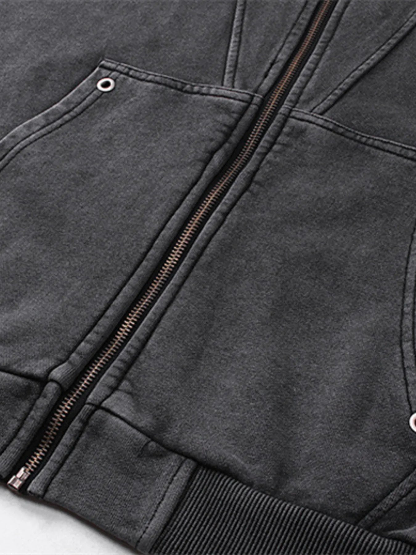 Men's Washed Zip Up Long Sleeve Hooded Jacket - Men's jackets by Trendsi | Available at Handbags Specialist Headquarter