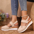 Round Toe Wedge Sandals -  by Trendsi | Available at Handbags Specialist Headquarter