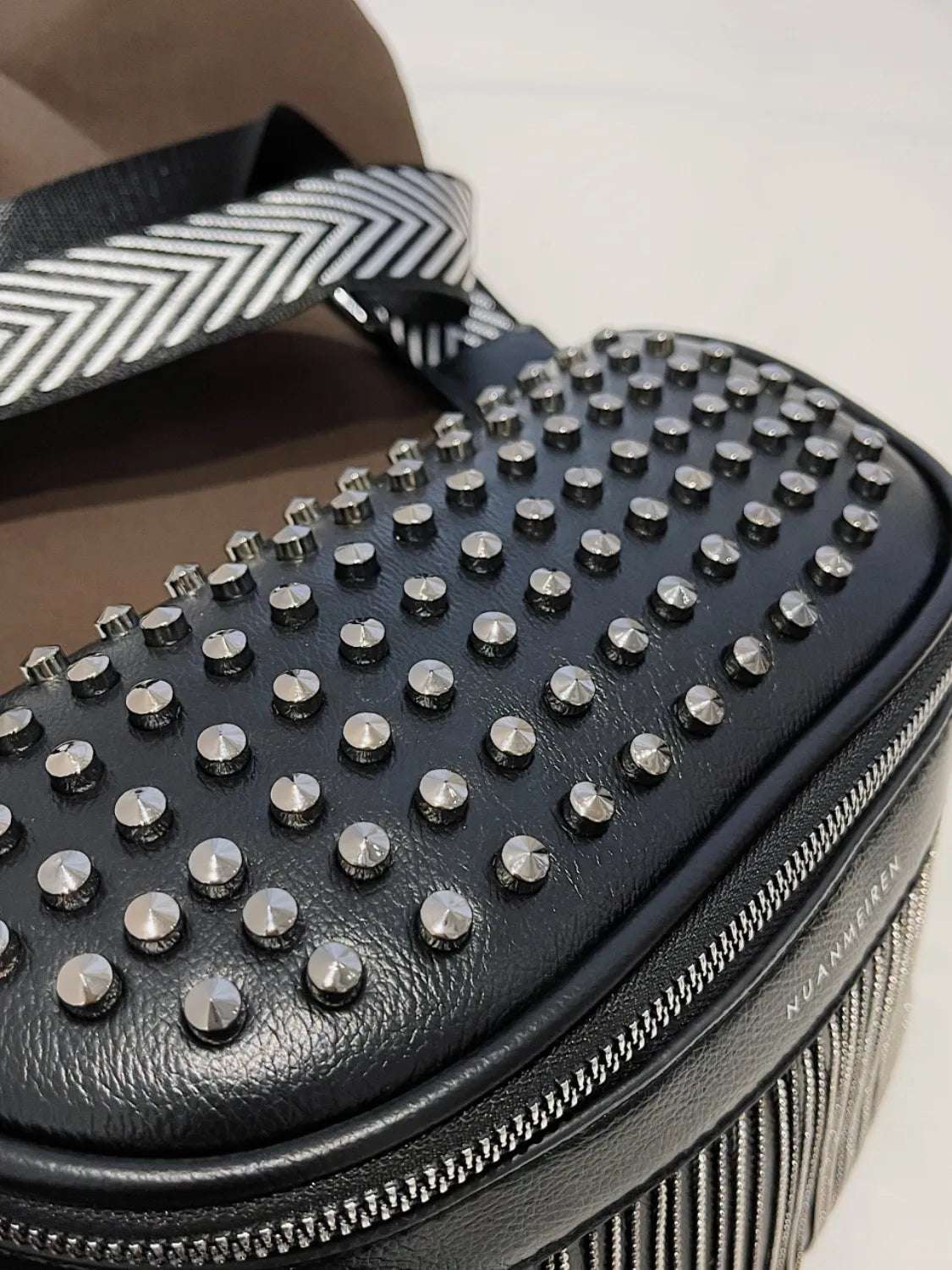 Fringe Studded PU Leather Crossbody Bag - Crossbody Bag by Trendsi | Available at Handbags Specialist Headquarter