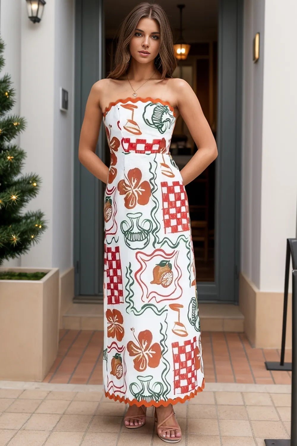 Printed Tube Maxi Dress - Maxi Dress by Trendsi | Available at Handbags Specialist Headquarter