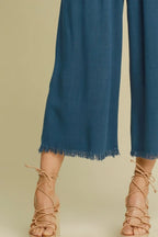 Umgee Full Size Linen Blend Elastic Waistband Wide Leg Pants Plus Size - Dresses by Trendsi | Available at Handbags Specialist Headquarter