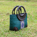 Vintage handmade straw handbag