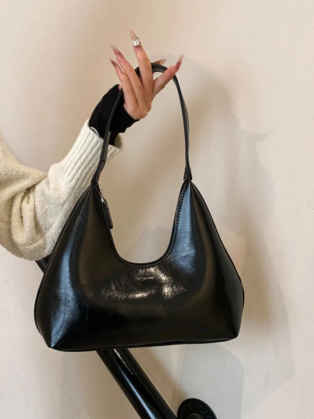 PU Leather Moon Shape Shoulder Bag - Tote Bag by Trendsi | Available at Handbags Specialist Headquarter