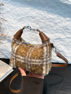 Fuzzy Polyester Mini Handbag with Zipper - Tote Bag by Trendsi | Available at Handbags Specialist Headquarter