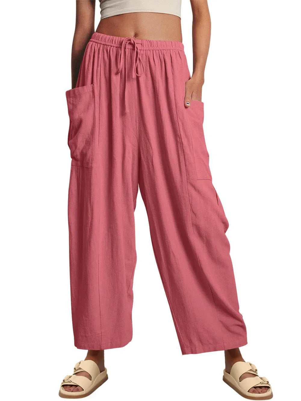 Full Size Wide Leg Pants with Pockets Plus Size - Dresses by Trendsi | Available at Handbags Specialist Headquarter