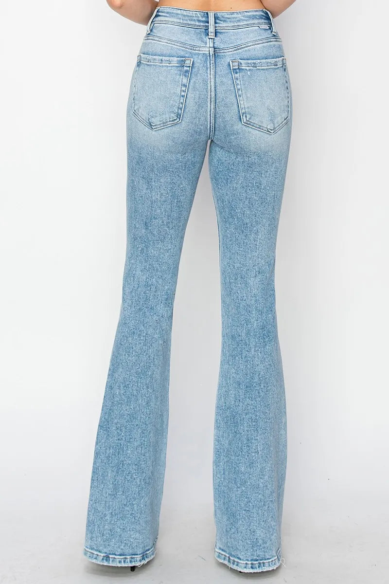 RISEN High Rise Bootcut Jeans - Women / Jeans & Denim by Trendsi | Available at Handbags Specialist Headquarter