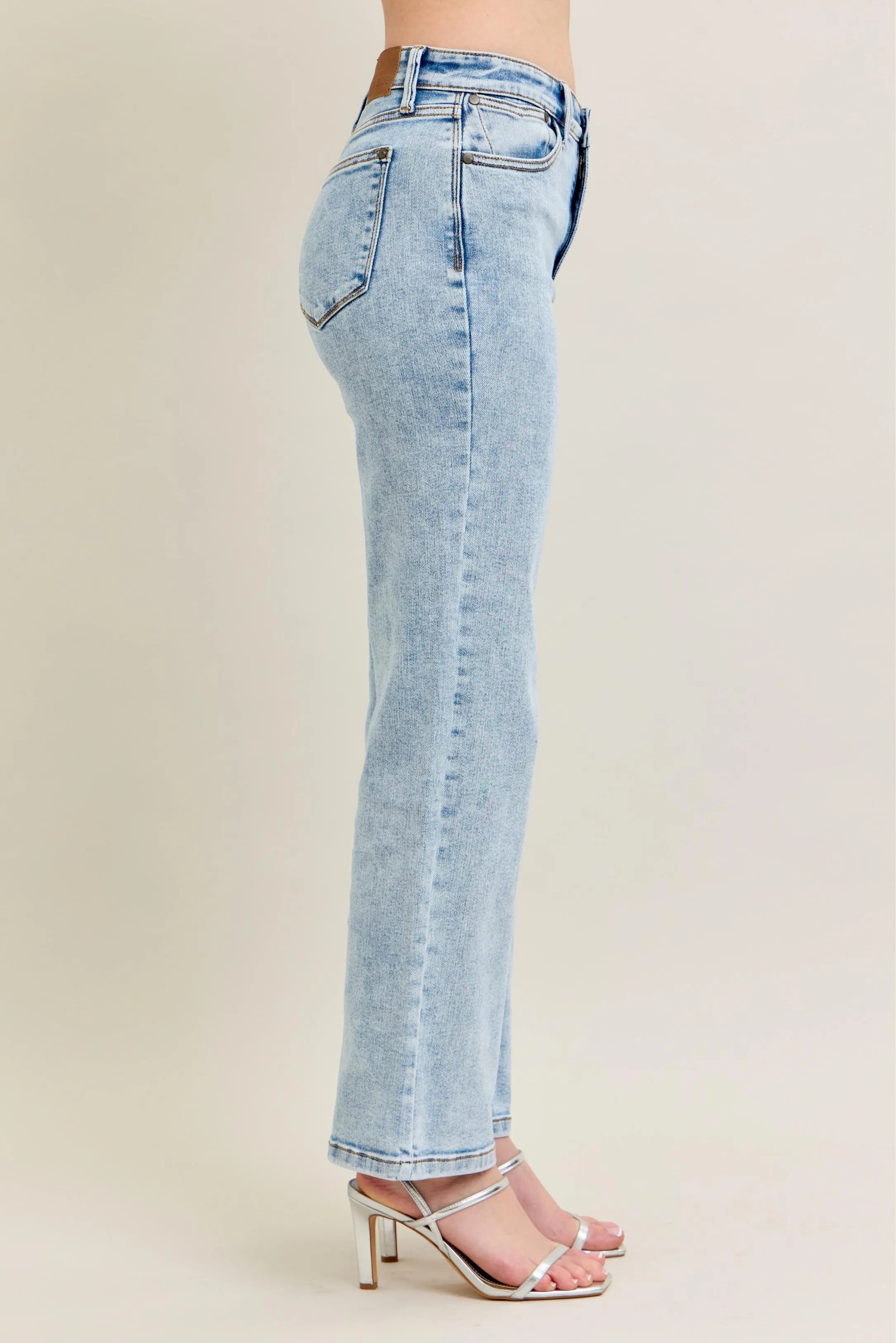 Judy Blue Full Size High Waist Stone Wash Straight Jeans Plus Size - Women / Jeans & Denim by Trendsi | Available at Handbags Specialist Headquarter