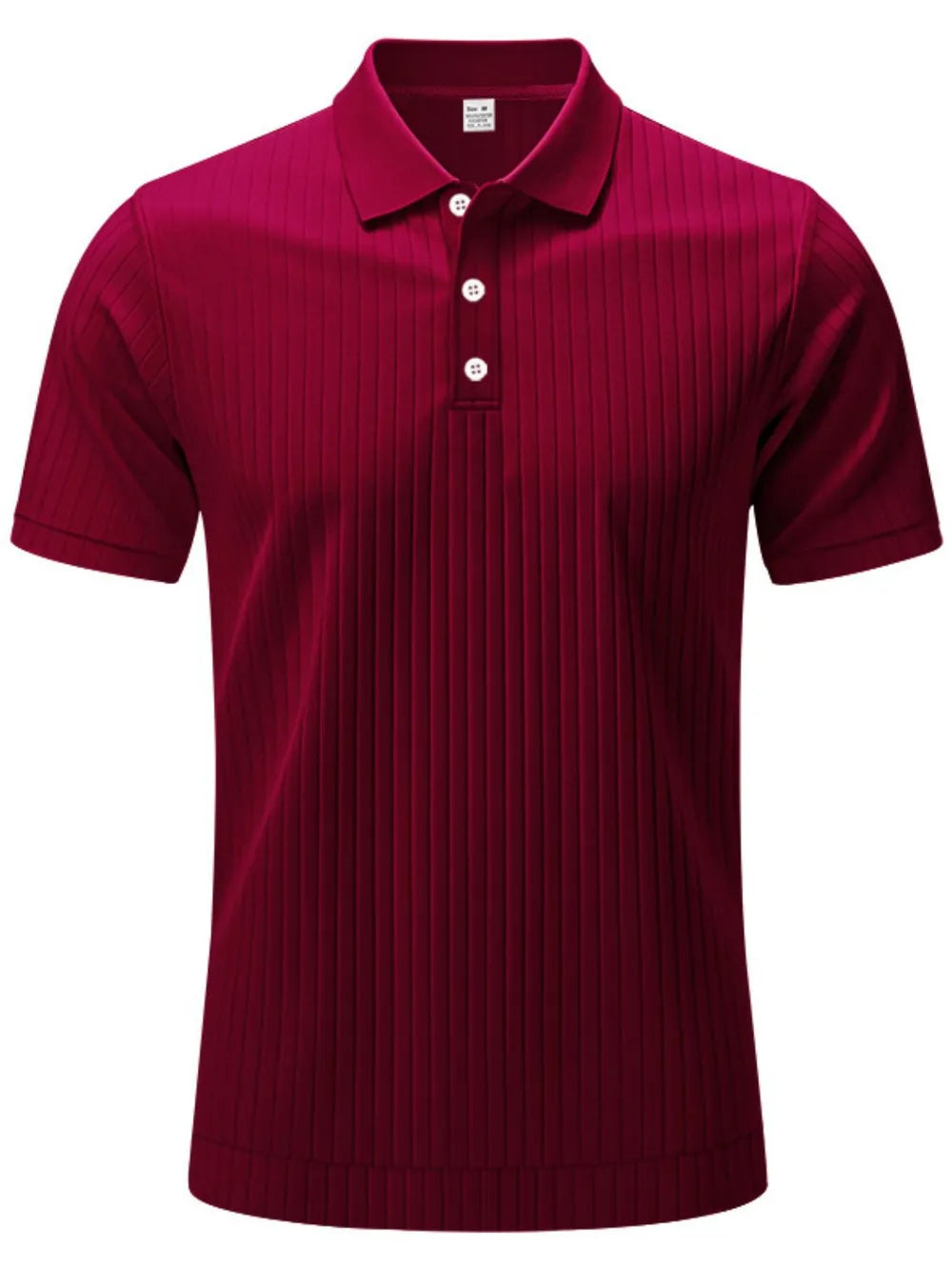 Men's Full Size Ribbed Short Sleeve Polo Plus Size - Men's Polo shirt by Trendsi | Available at Handbags Specialist Headquarter