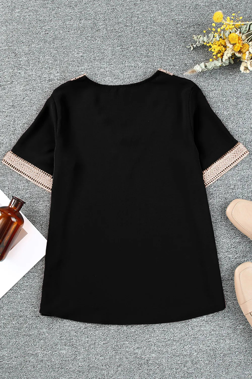 Plus Size V-Neck Short Sleeve Blouse - Plus Size Shirts by Trendsi | Available at Handbags Specialist Headquarter
