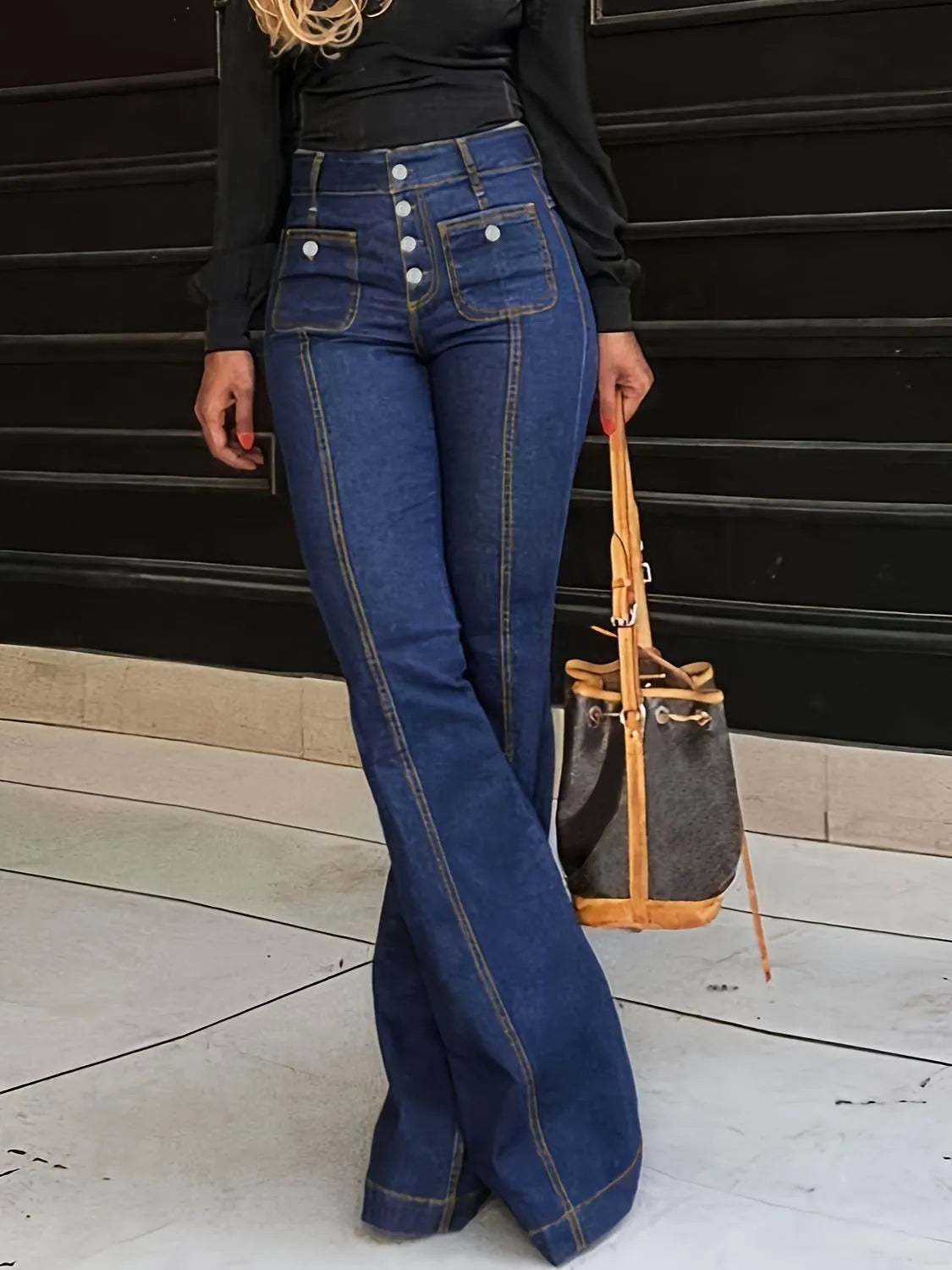 Flare Jeans with Pockets - Women / Jeans & Denim by Trendsi | Available at Handbags Specialist Headquarter