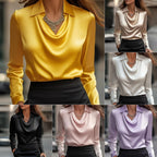 Satin Elegance: Women's Swing Collar Blouse - Tops by Cj | Available at Handbags Specialist Headquarter