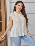 Plus Size Ruffled Cap Sleeve Shirt - Plus Size Shirts by Trendsi | Available at Handbags Specialist Headquarter