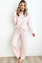 Santa Print Long Sleeve Top and Pants Lounge Set - Sleepwear by Trendsi | Available at Handbags Specialist Headquarter