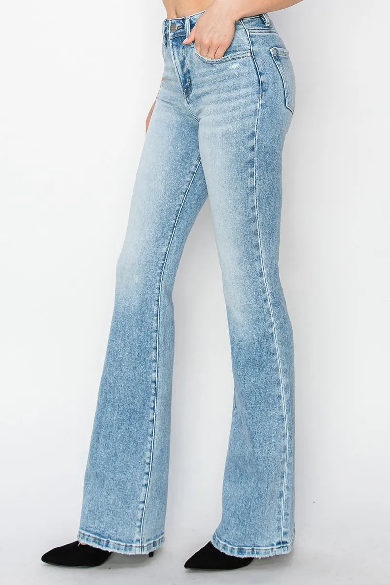 RISEN High Rise Bootcut Jeans - Women / Jeans & Denim by Trendsi | Available at Handbags Specialist Headquarter