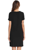 Round Neck Short Sleeve Lounge Dress - Sleepwear by Trendsi | Available at Handbags Specialist Headquarter