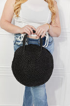 Justin Taylor Beach Date Straw Rattan Handbag in Black - handbags by Trendsi | Available at Handbags Specialist Headquarter
