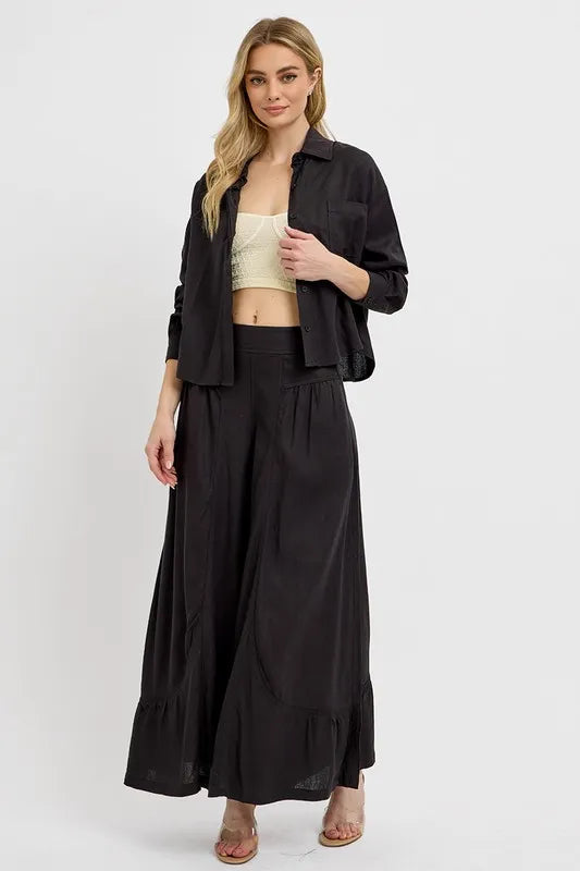 RISEN Button Down Long Sleeve Shirt - Women's Down Shirt Tops by Trendsi | Available at Handbags Specialist Headquarter