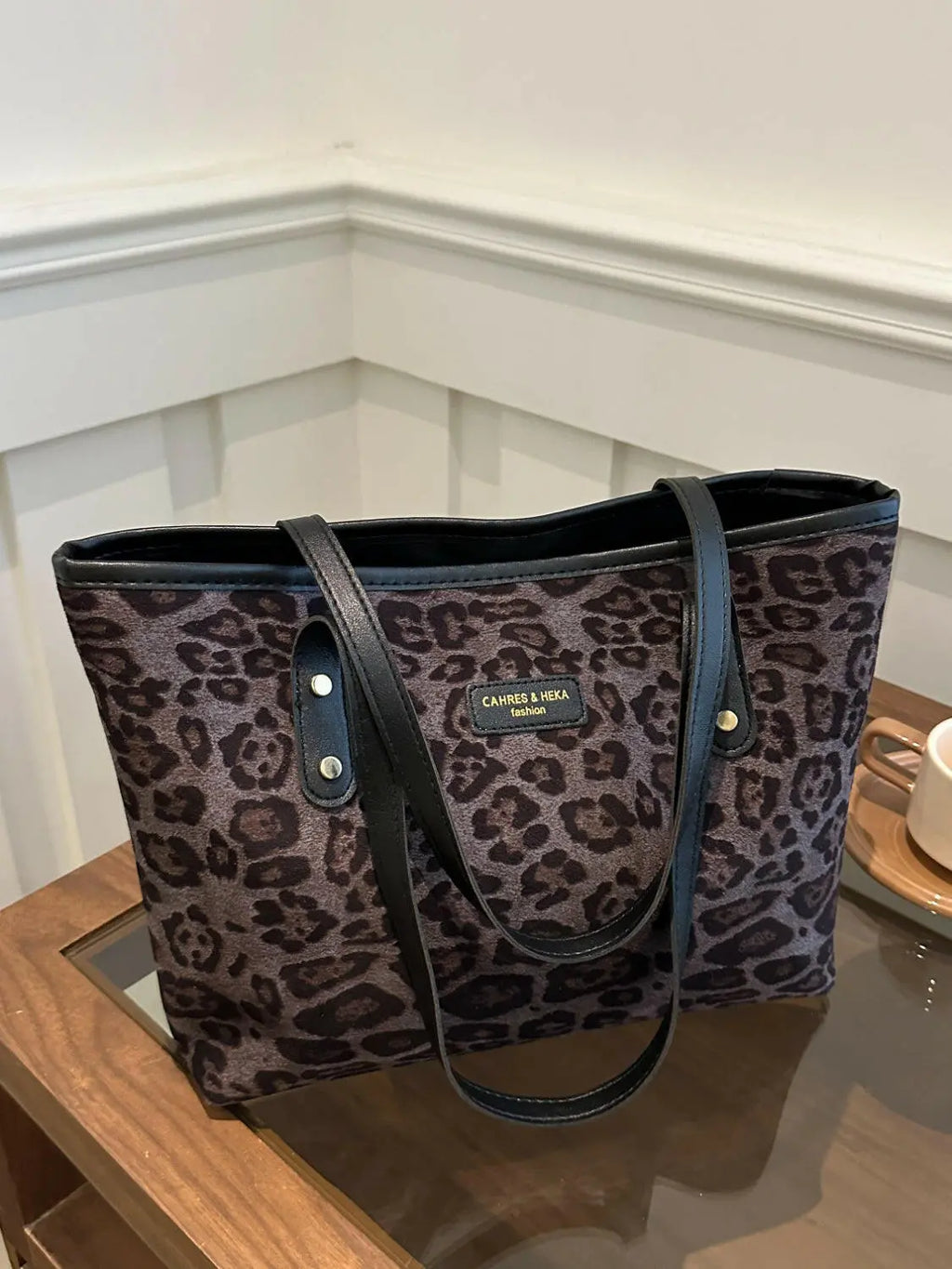 Leopard Polyester Tote Bag - Tote Bag by Trendsi | Available at Handbags Specialist Headquarter