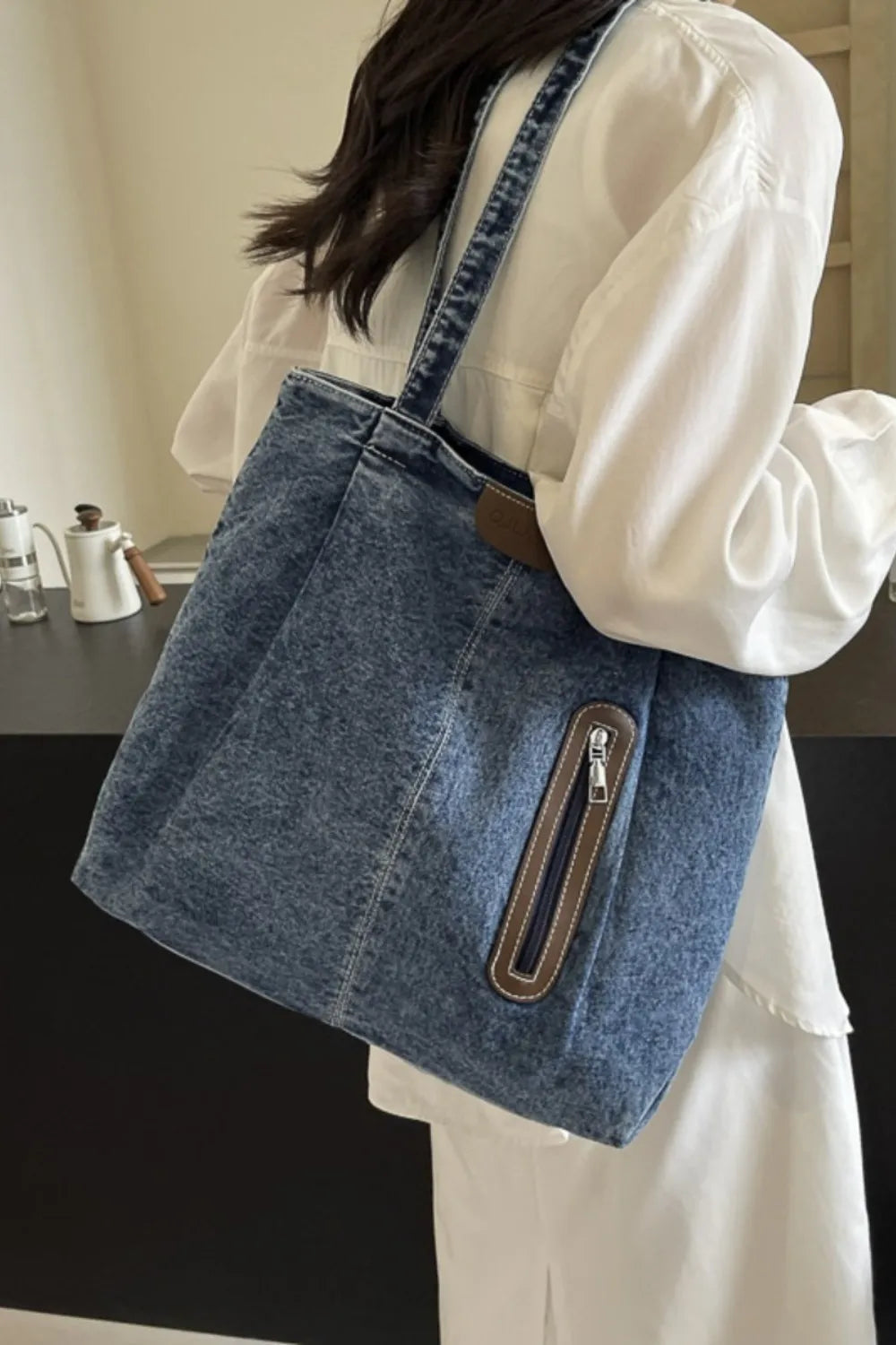 Medium Denim Tote Bag - Tote Bag by Trendsi | Available at Handbags Specialist Headquarter