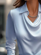 Full Size Long Sleeve Blouse with Collar Plus Size - Tops by Trendsi | Available at Handbags Specialist Headquarter