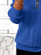 Texture Half Zip Long Sleeve Sweatshirt - Tops by Trendsi | Available at Handbags Specialist Headquarter