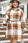 Plus Size Plaid Button Up Shirt Dress - Plus Size Shirts by Trendsi | Available at Handbags Specialist Headquarter