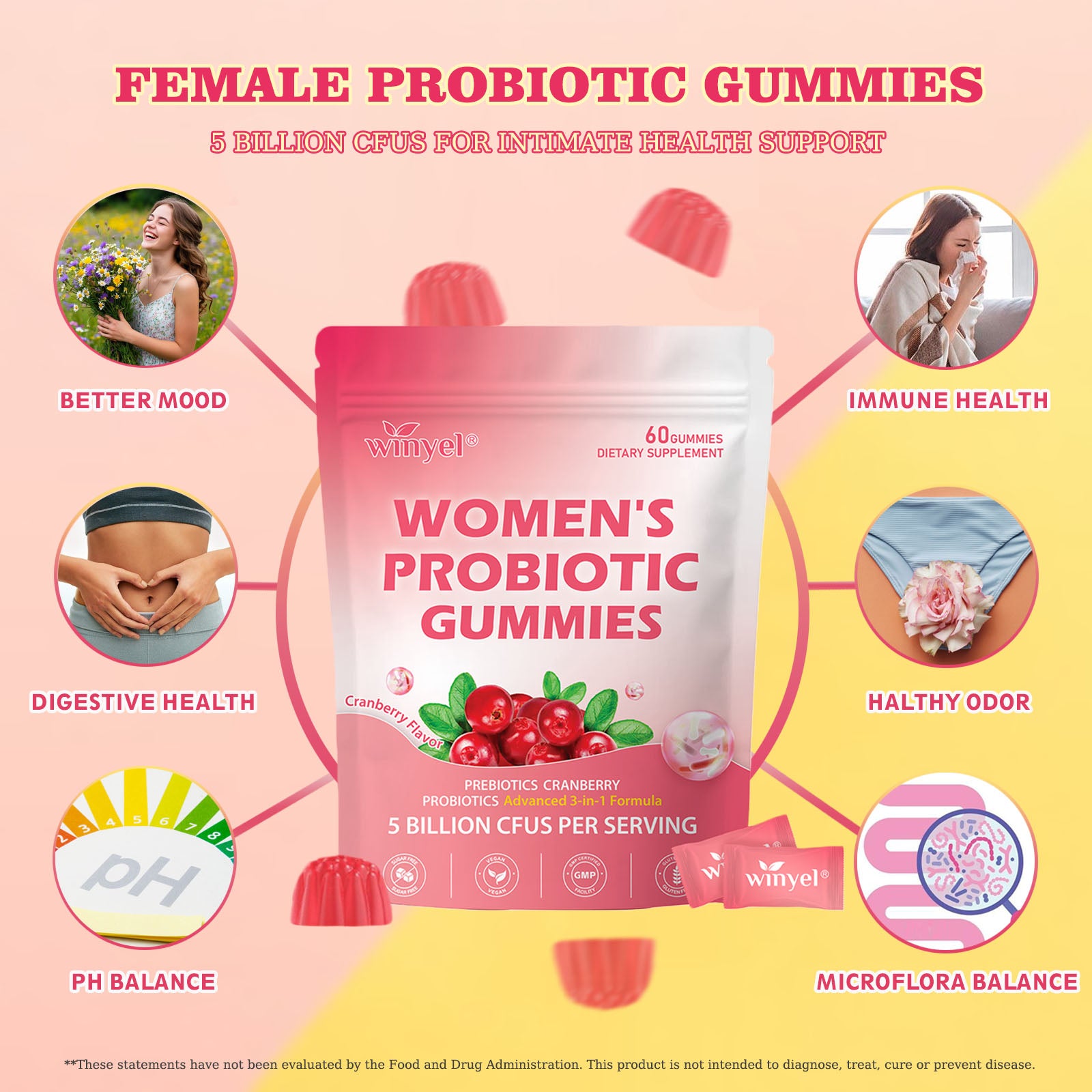 Cranberry Probiotic Gummies - 60 Vegan Pack