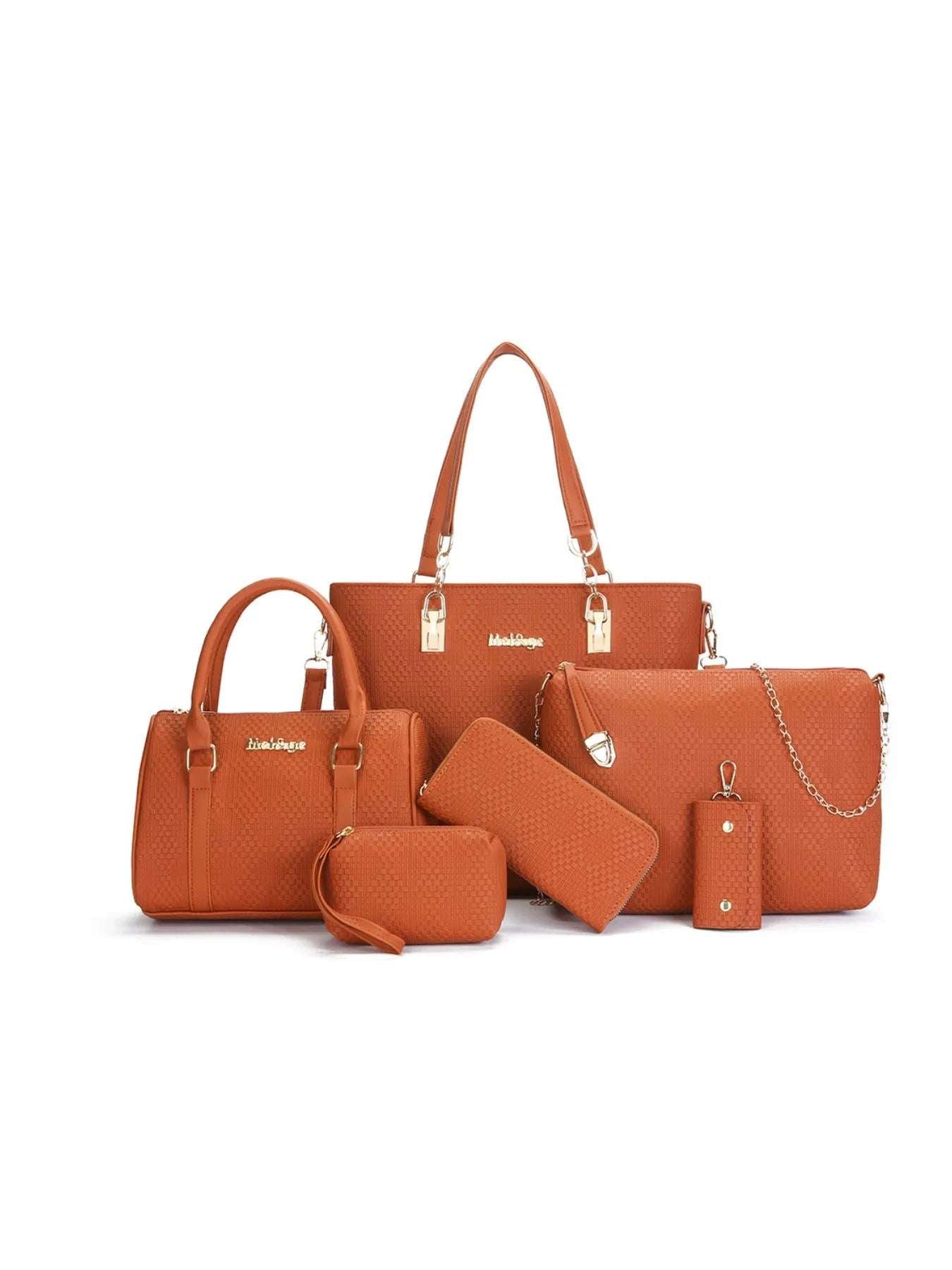 6-Piece Leather Textured Bag Set - Wallet by Trendsi | Available at Handbags Specialist Headquarter