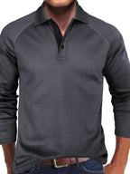 Men's Long Sleeve Textured Polo - Men's Polo shirt by Trendsi | Available at Handbags Specialist Headquarter