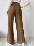 Ribbed High Waist Pants - Women Pants by Trendsi | Available at Handbags Specialist Headquarter