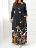 Plus Size Round Neck Maxi Dress with Pockets - Dresses by Trendsi | Available at Handbags Specialist Headquarter