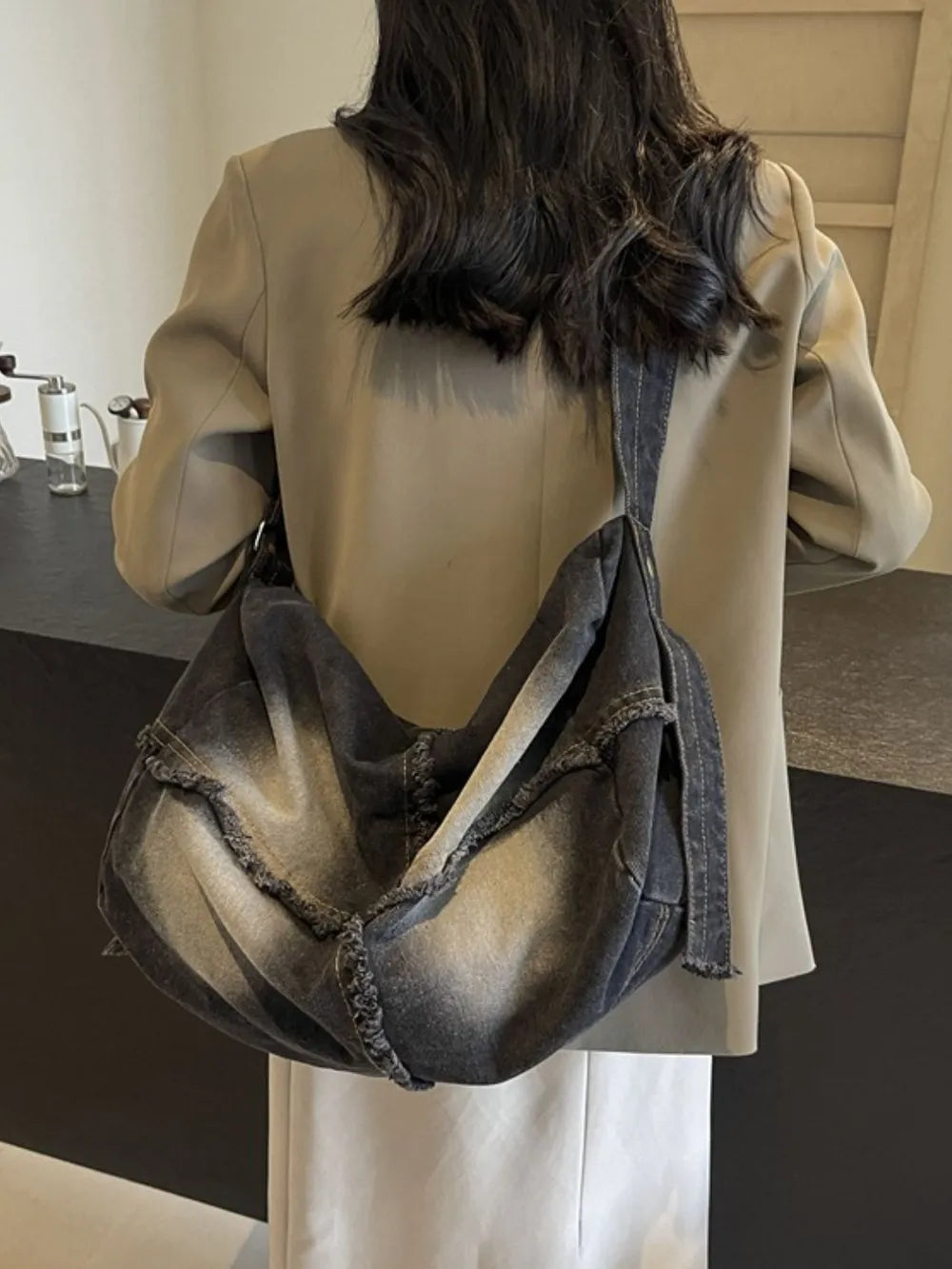 Raw Hem Gradient Crossbody Bag - Handbags by Trendsi | Available at Handbags Specialist Headquarter