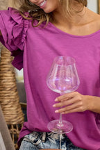 BiBi Layered Ruffle Sleeve Jersey Top - Tops by Trendsi | Available at Handbags Specialist Headquarter