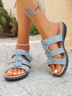 Flower Multi-Strap Flat Sandals - Women Sandals by Trendsi | Available at Handbags Specialist Headquarter