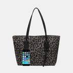 PU Leather Leopard Tote Bag - Tote Bag by Trendsi | Available at Handbags Specialist Headquarter