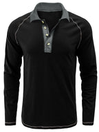 Men's Contrast Collar Long Sleeve Polo Shirt - Men's Polo shirt by Trendsi | Available at Handbags Specialist Headquarter
