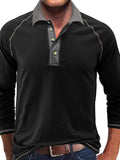 Men's Contrast Collar Long Sleeve Polo Shirt - Men's Polo shirt by Trendsi | Available at Handbags Specialist Headquarter