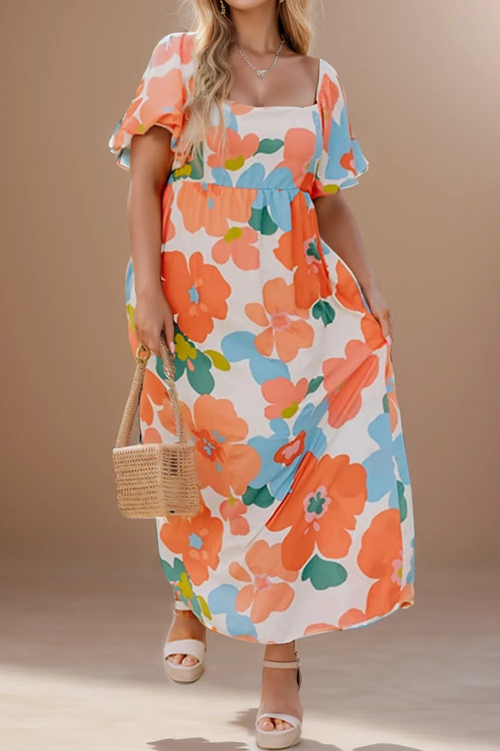 Plus Size Printed Short Sleeve Dress - Dresses by Trendsi | Available at Handbags Specialist Headquarter