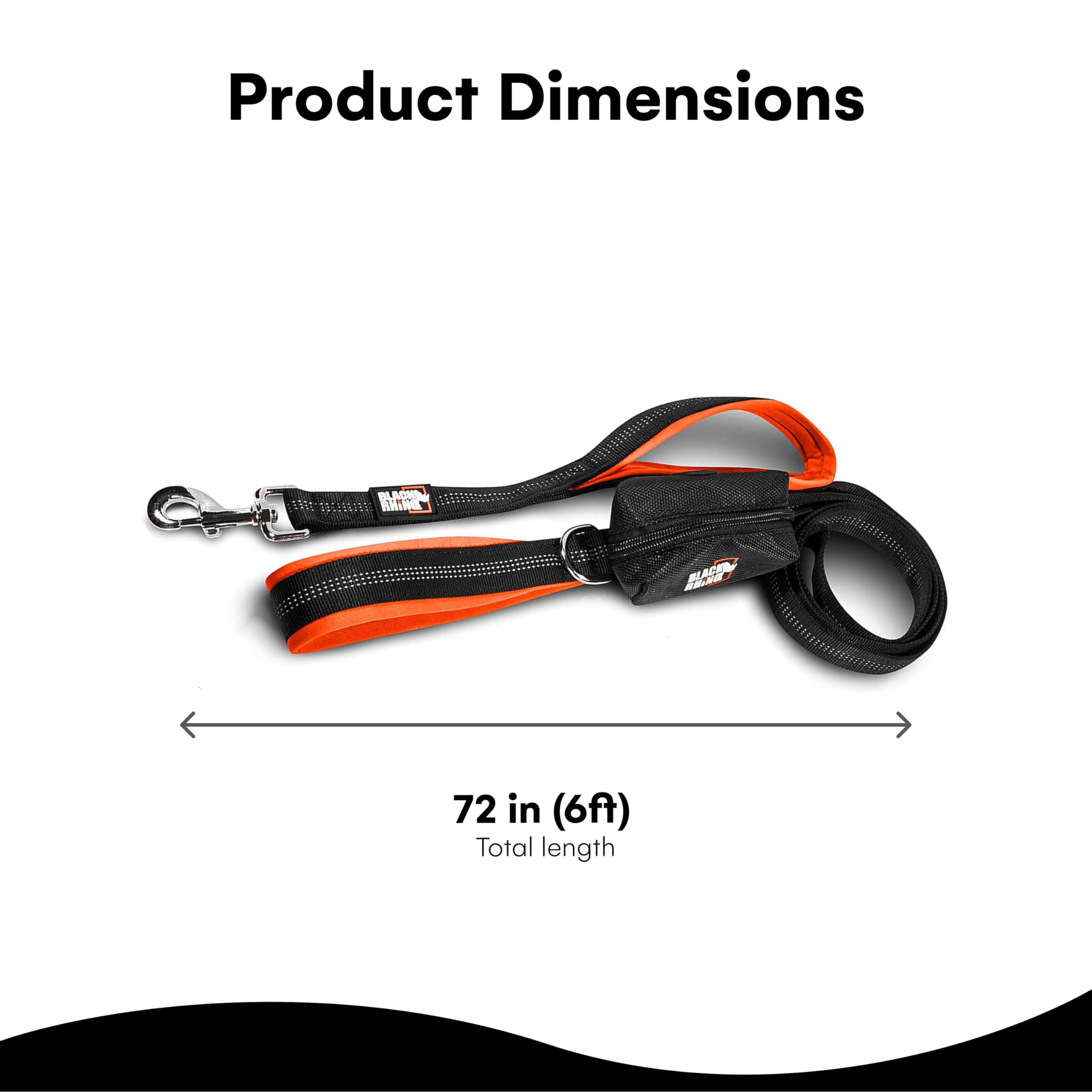 RhinoGrip Aqua: Double Handle Reflective Dog Leash -  by Handbags Specialist Headquarter | Available at Handbags Specialist Headquarter