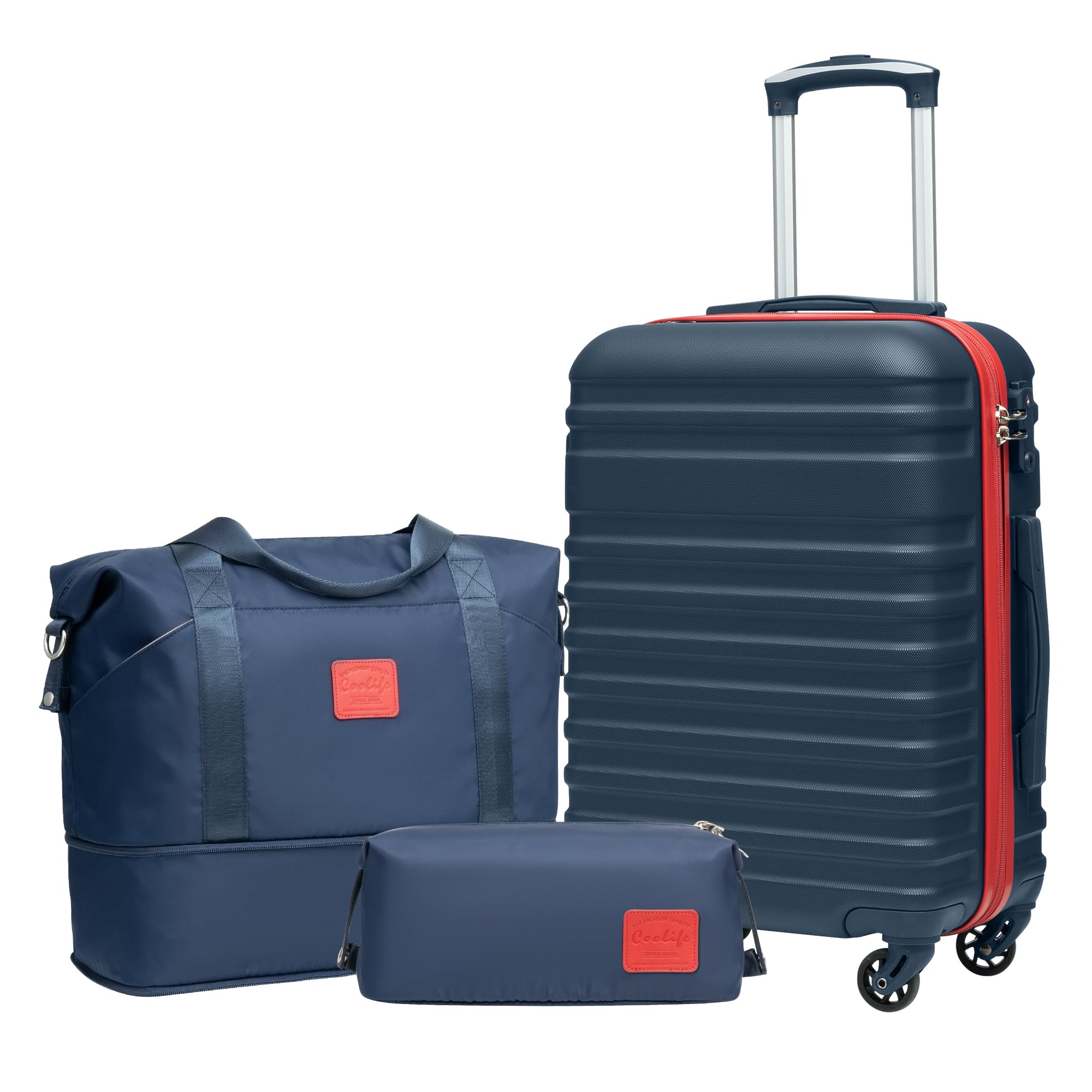 Coolife 3-Piece Hardside Luggage Set - Apricot White
