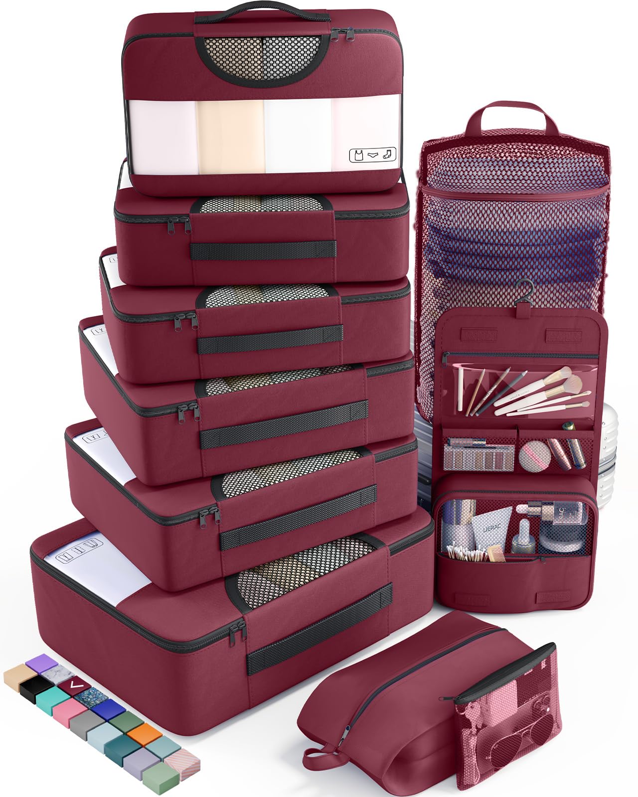 Veken Travel Cubes - 8 Piece Set - Luggage Travel Bags by Handbags Specialist Headquarter | Available at Handbags Specialist Headquarter