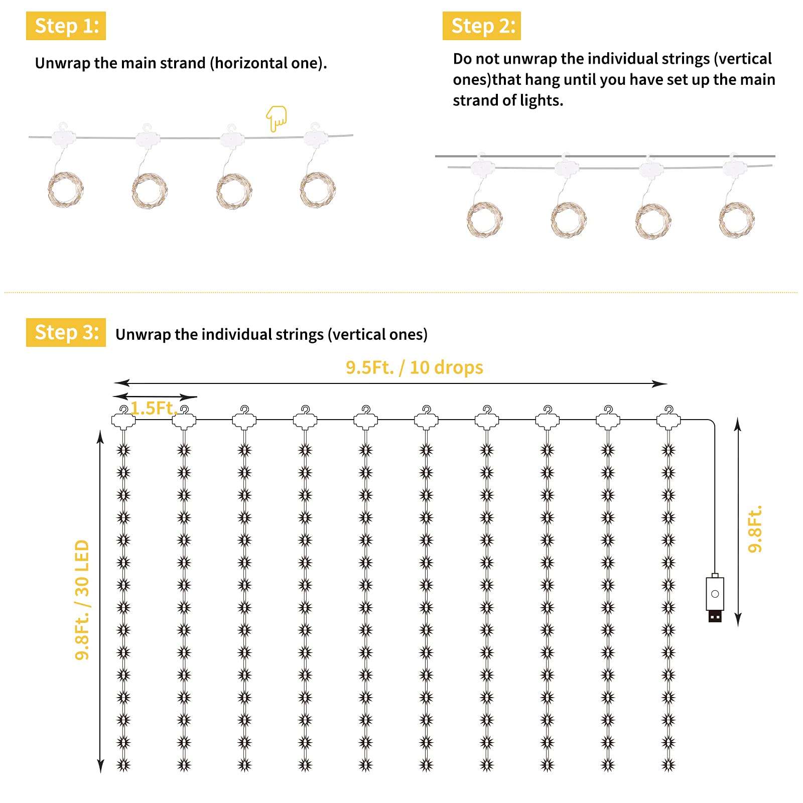 Minetom 300 LED Dimmable Fairy Curtain Lights - Decor by Handbags Specialist Headquarter | Available at Handbags Specialist Headquarter