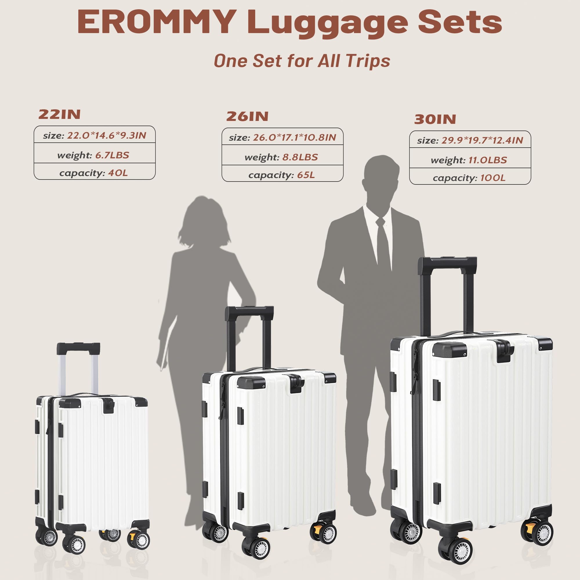 JetGlide 3pc Spinner: Expandable Hardshell Luggage - Travel Sets by Handbags Specialist Headquarter | Available at Handbags Specialist Headquarter