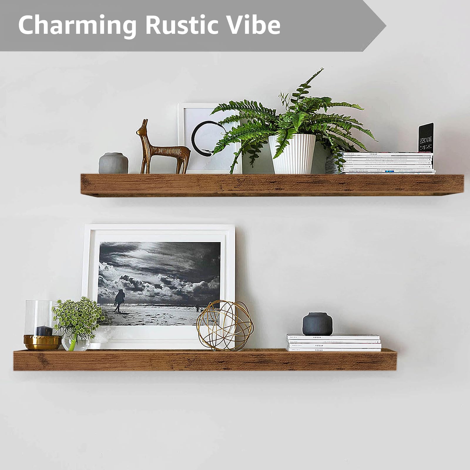 Rustic Farmhouse Shelves (008-40BN) - Decor by Handbags Specialist Headquarter | Available at Handbags Specialist Headquarter