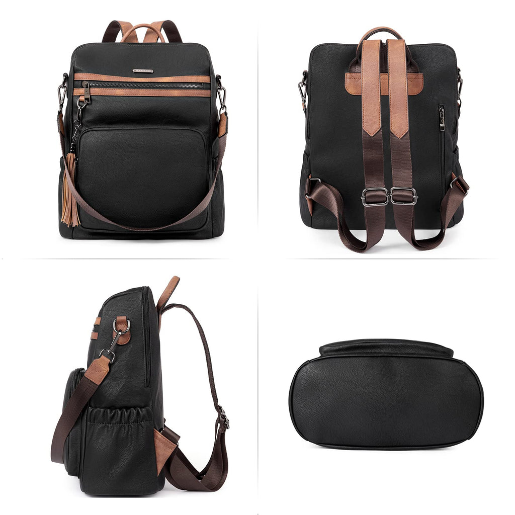 DUO-TONE Luxe Women's Leather Travel Backpack - Backpack Bags by Handbags Specialist Headquarter | Available at Handbags Specialist Headquarter