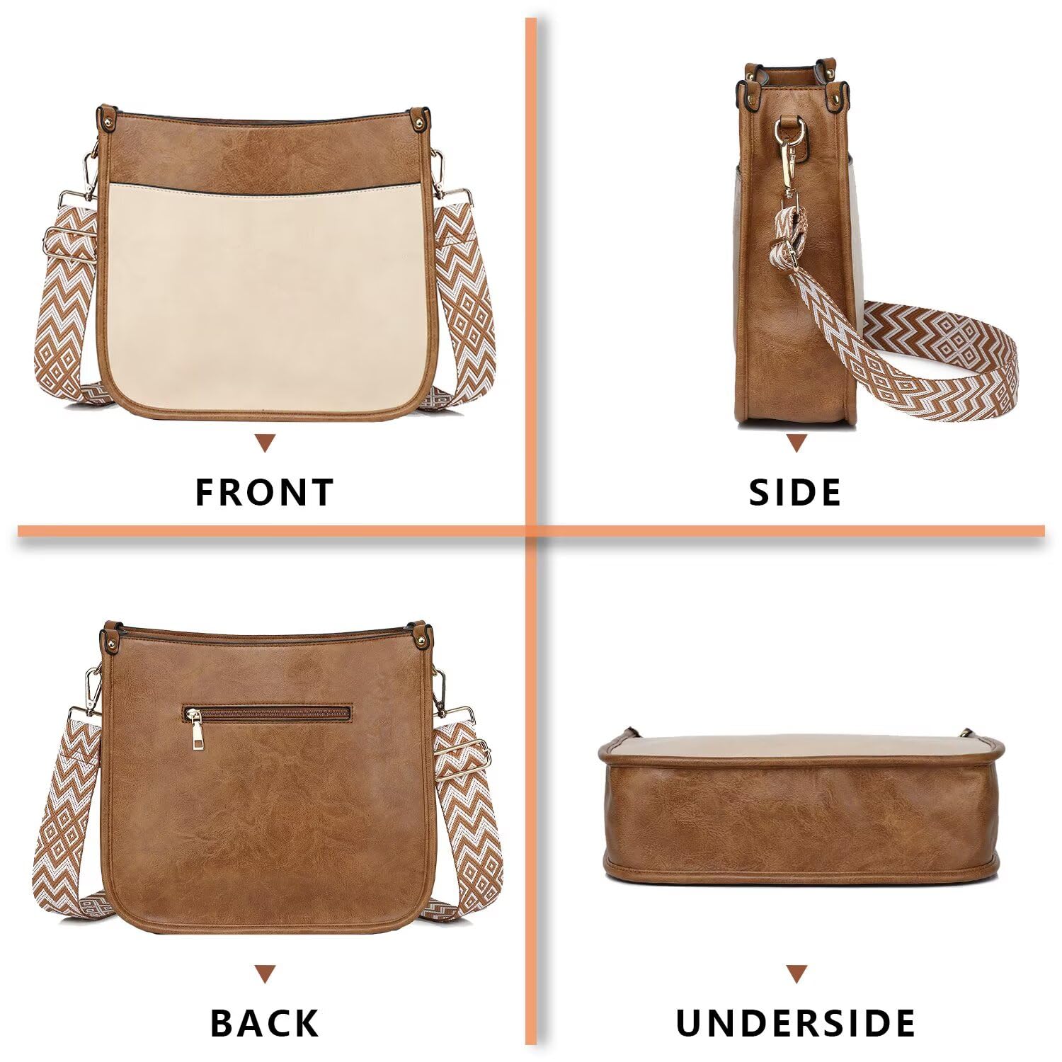 AUYOCO Chic Vegan Leather Crossbody Bag with Strap -  by Handbags Specialist Headquarter | Available at Handbags Specialist Headquarter