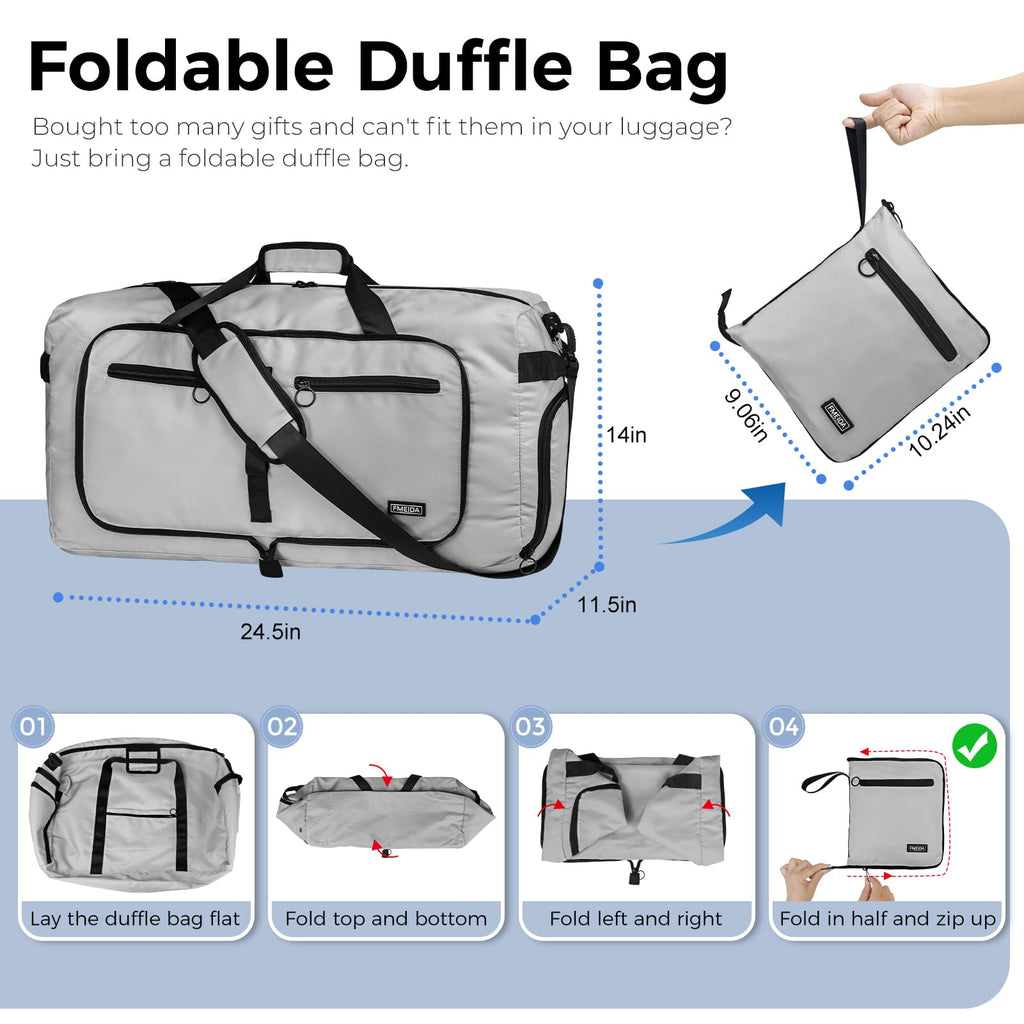 Foldable 65L Duffle Bag with Shoe Compartment