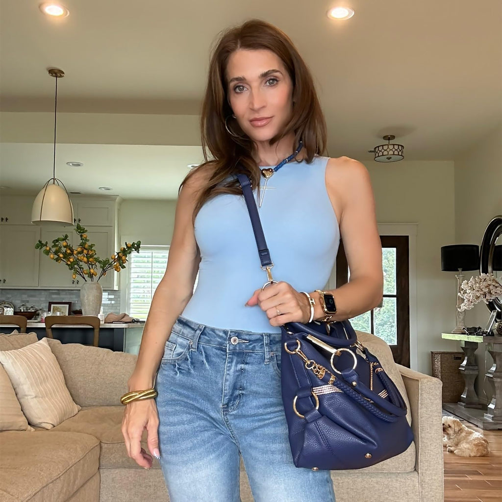 Dasein Luxe Vegan Hobo Bag with Rhinestones - Bucket Bag by Handbags Specialist Headquarter | Available at Handbags Specialist Headquarter