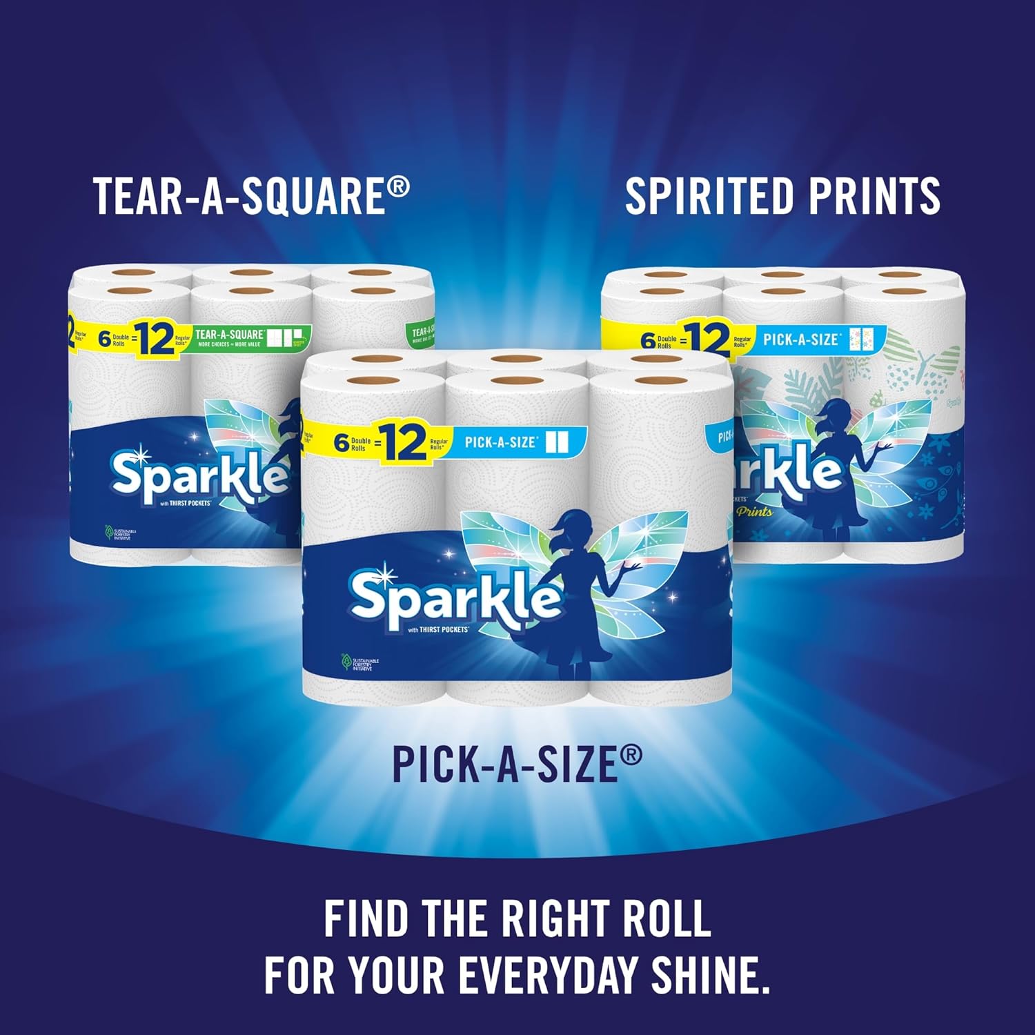 Sparkle Flexi-Size Towels - 6=12 Rolls, Full & Half Sheets - Paper Towels by Handbags Specialist Headquarter | Available at Handbags Specialist Headquarter